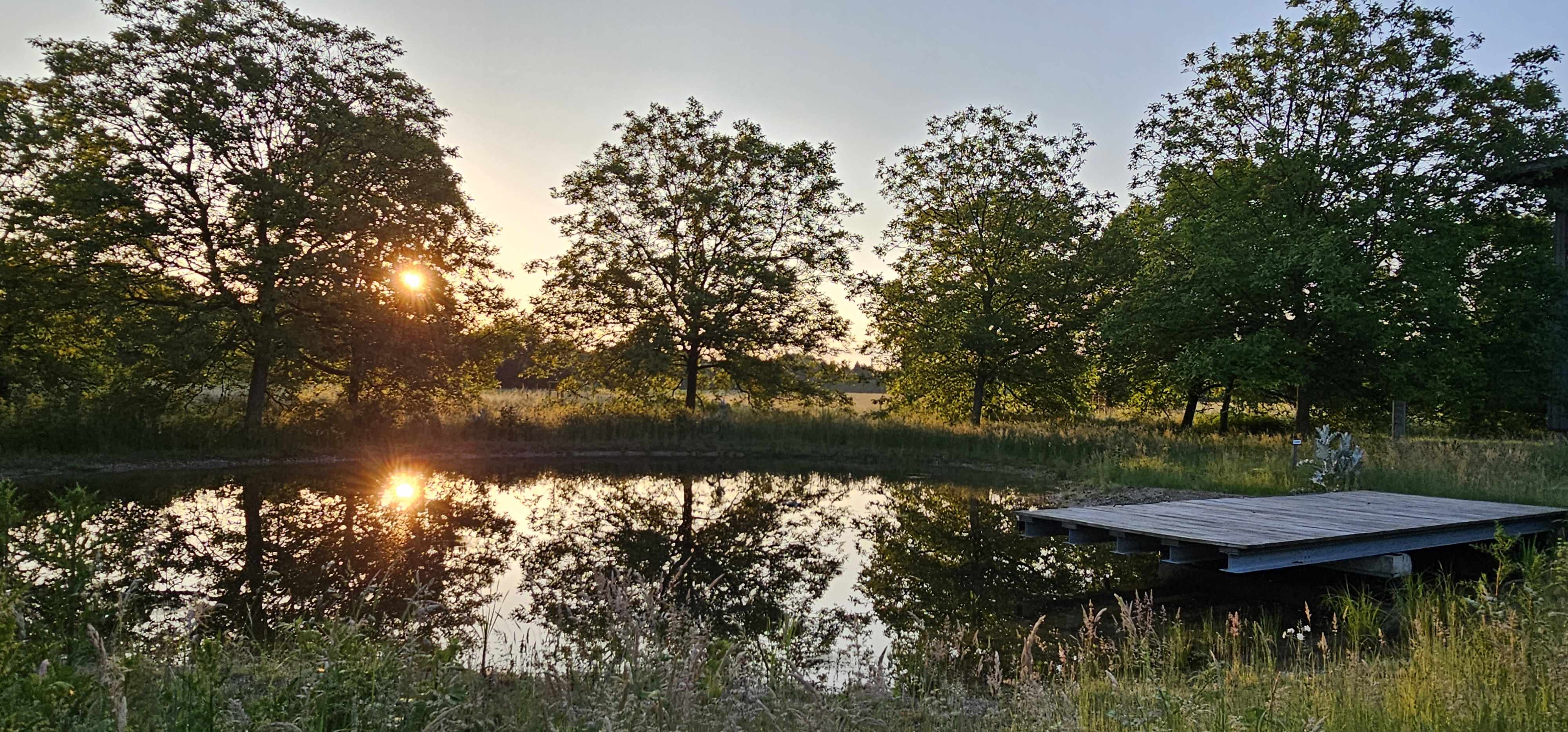 Der Teich am Haus Ripshorst bei Sonnenuntergang
