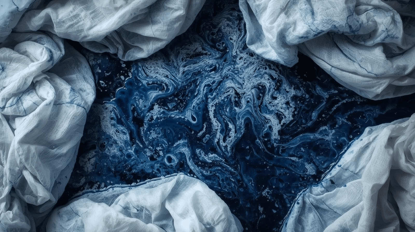 Blau eingefärbte Textilien